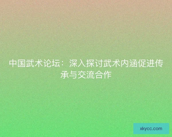 中国武术论坛：深入探讨武术内涵促进传承与交流合作